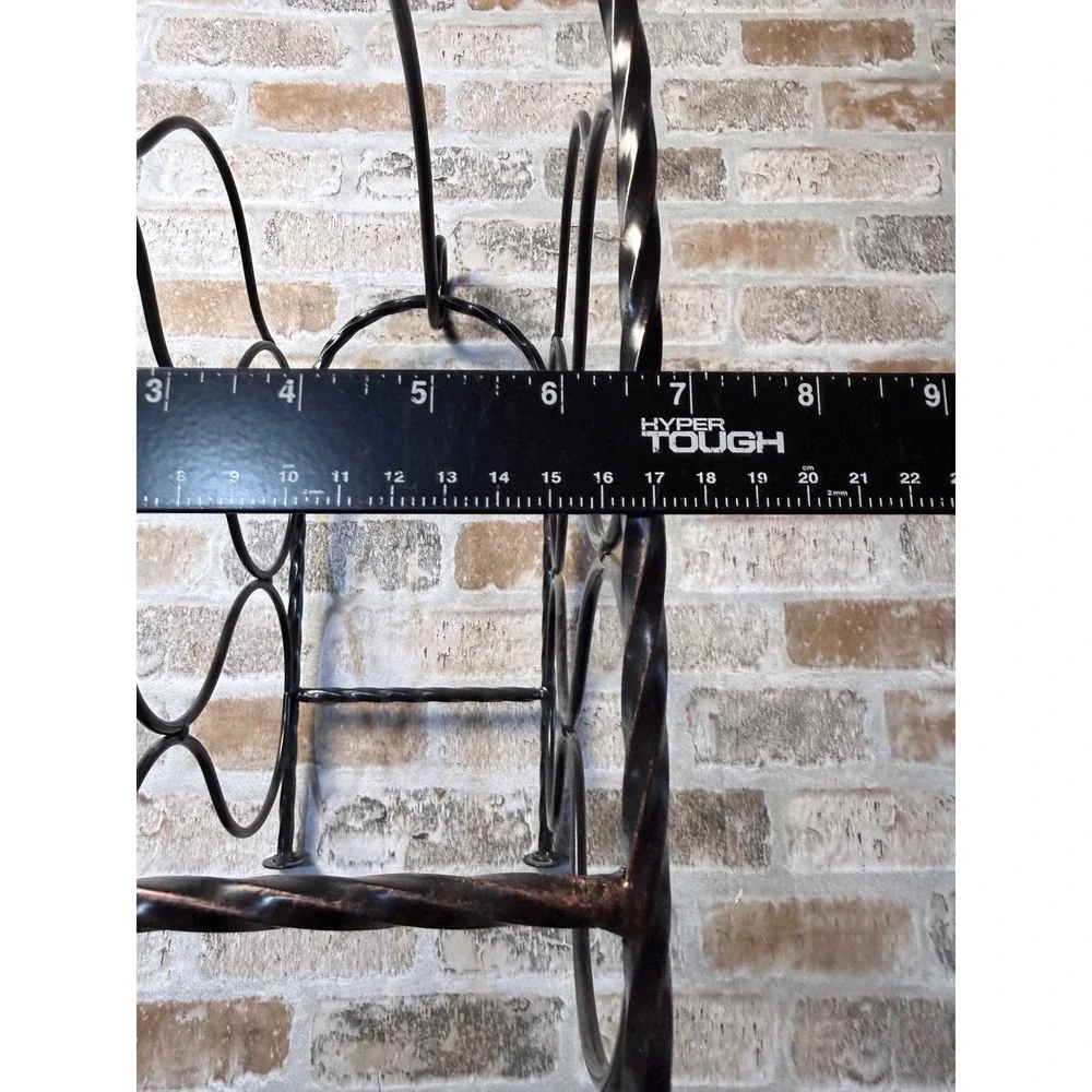 Wrought Iron 6 Bottle Wine Rack Countertop Scrollwork‎ Bronze Metal Wine Holder